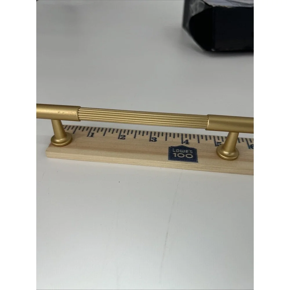 AsidRama 10 Pack Brushed Gold Fluted Cabinet Pulls 5 Inch Hole Center‎ Handles